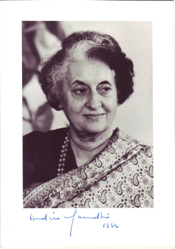 GANDHI, INDIRA. Photograph dated and Signed,